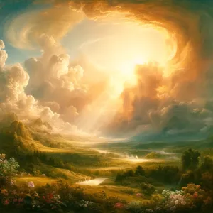 1. Näin tulivat valmiiksi taivas ja maa kaikkine joukkoinensa.