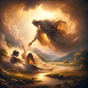 7. Sitten Herra Jumala muovasi ihmisen maan tomusta ja puhalsi hänen sieraimiinsa elämän hengen; ja niin ihmisestä tuli elävä olento.