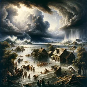 4. Sillä seitsemän päivän kuluttua minä annan sataa maan päälle neljäkymmentä päivää ja neljäkymmentä yötä, ja hävitän maan päältä kaikki olennot, jotka olen luonut.