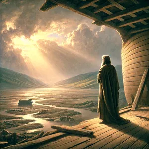 13. Nooan kuudennensadannen ensimmäisenä vuotena, ensimmäisen kuukauden ensimmäisenä päivänä, vedet olivat kuivuneet maan päältä. Nooa poisti arkin katon ja katsoi: maan pinta oli kuivunut.