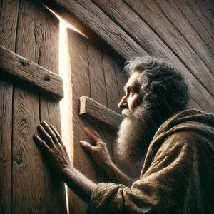 6. Neljänkymmenen päivän kuluttua Nooa avasi arkin ikkunan, jonka hän oli tehnyt,