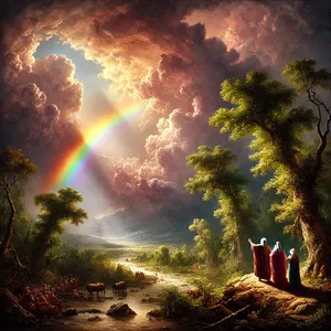 14. Kun minä kokoan pilviä maan ylle ja sateenkaari tulee näkyviin pilvissä,